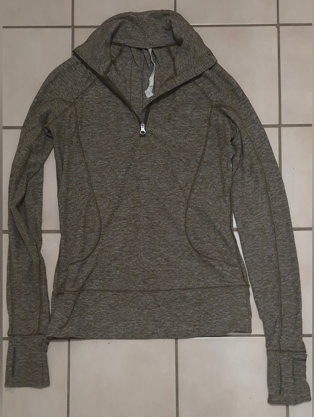 Lululemon Rush Hour 1/2 Zip Heathered Military Green (2)